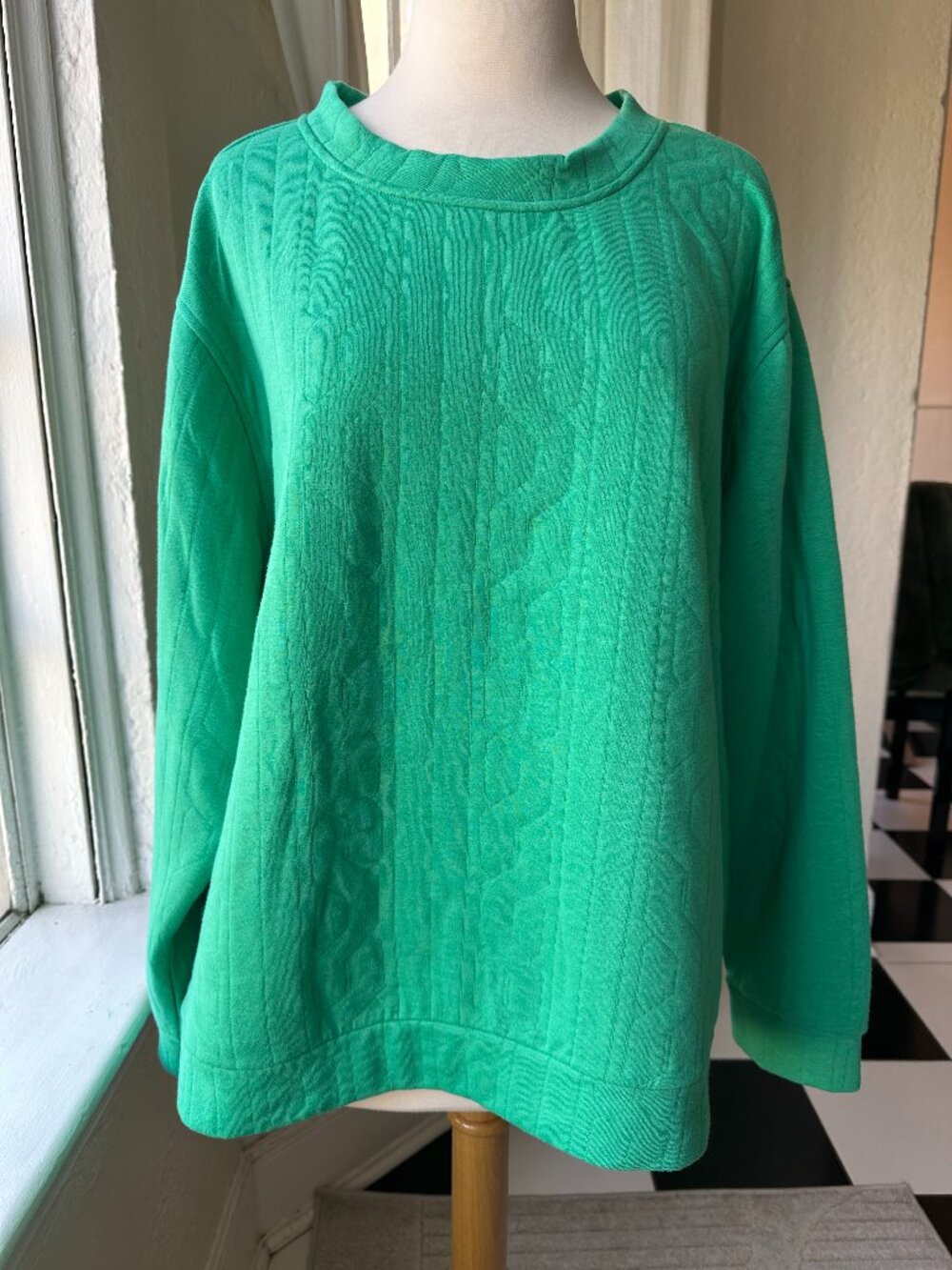 St. John’s Bay Women’s XXL Green Textured Double-Layer Pullover NWOT